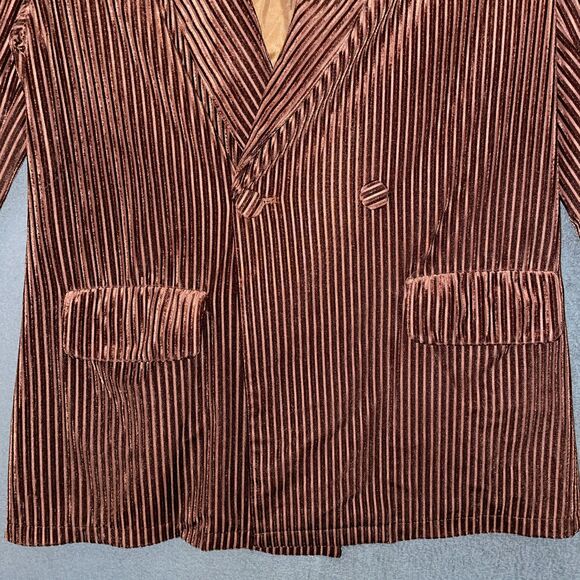 Nasty Gal Womens 8 Striped Ribbed Red Blazer Long Sleeve Pocket Textured - Picture 5 of 14